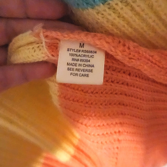 Ultra Flirt Medium Pastel Color Block Long Knit Cardigan - Picture 6 of 9